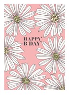 Verjaardagskaart roze met witte bloemen